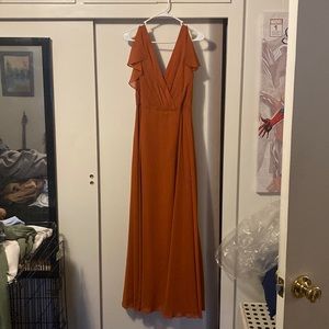 David’s bridal sienna bridesmaids dress for links sheer short sleeve V-neck